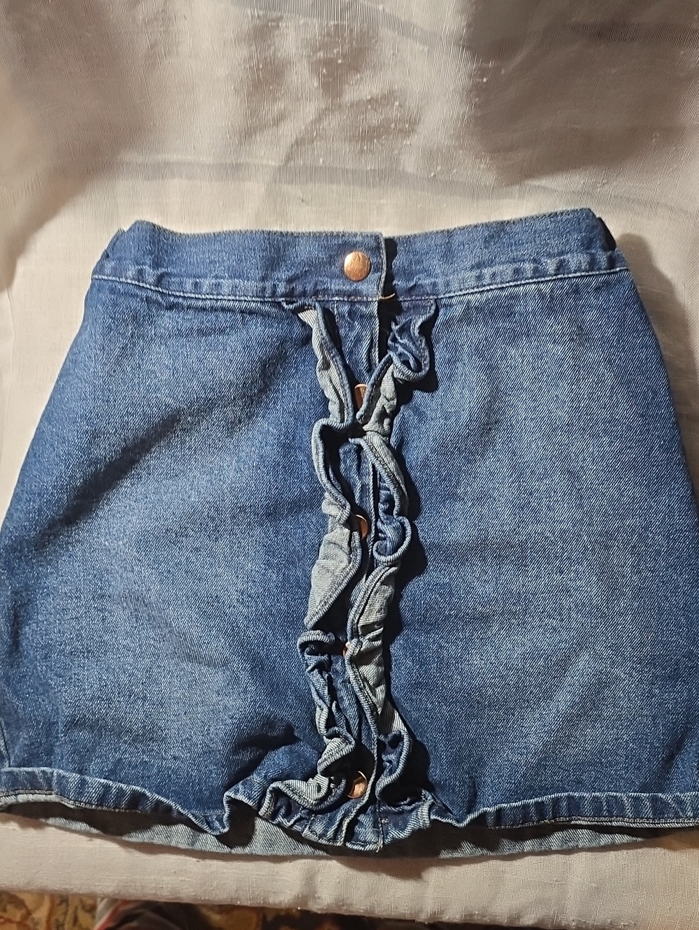 Tommy Bahama Denim Ruffle-Front Mini Skirt - Blue Girls Size 12